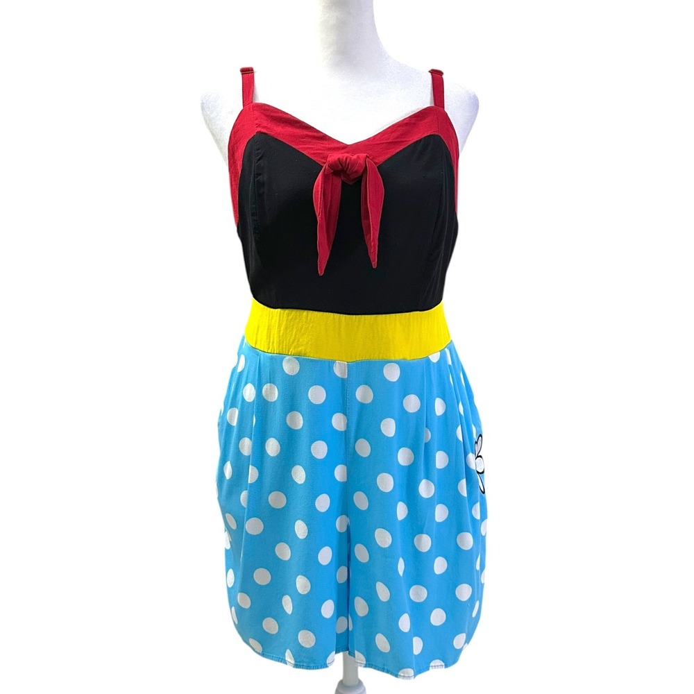 Disney Snow White Romper Womens Medium Blue Polka Dot Retro Disneybound Jumpsuit